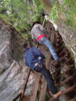 Über Stiegen und Stege die Wolfsklamm hoch/ stairs up and over footbridges walking up the Wolfsklamm (Wolfsvalley)